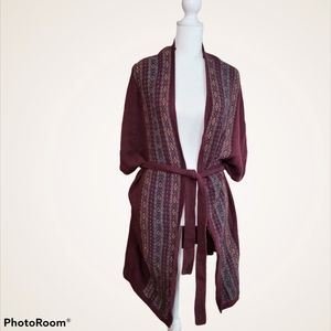 RALPH LAUREN Sharisse Red Printed Tie cardigan